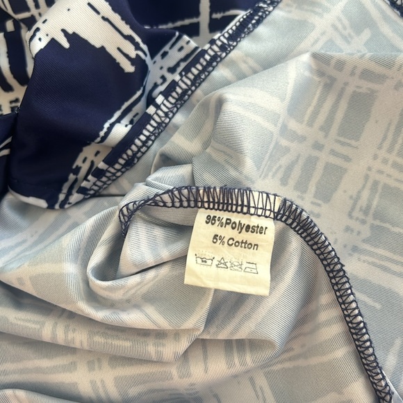 Ladies Blue White Bodycon Stretch MIDI Casual Dress Like New Zip back sz S - Picture 15 of 17